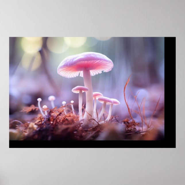 Mushroom Forest Nature Serene Tranquil Poster (Framsidan)