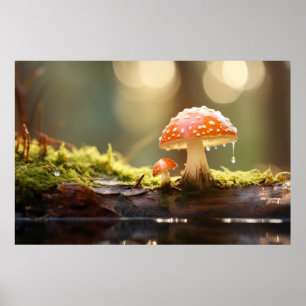 Mushroom Forest Nature Serene Tranquil Poster