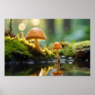 Mushroom Forest Nature Serene Tranquil Poster