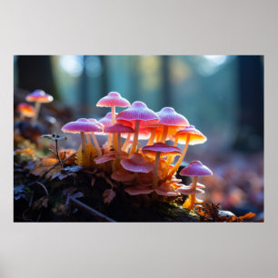 Mushroom Forest Nature Serene Tranquil Poster