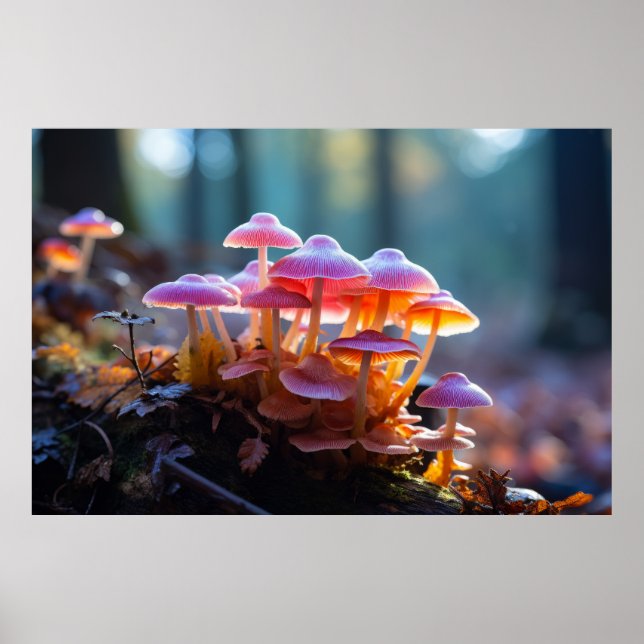 Mushroom Forest Nature Serene Tranquil Poster (Framsidan)