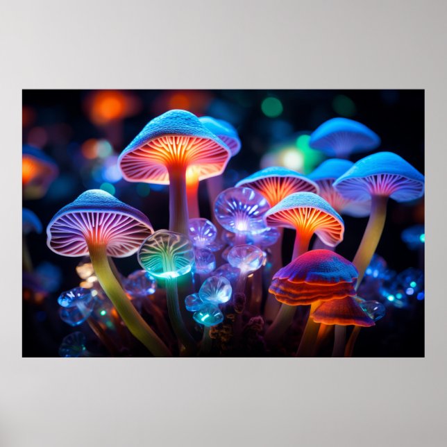 Mushroom Forest Serene Tranquil fredlig Poster (Framsidan)