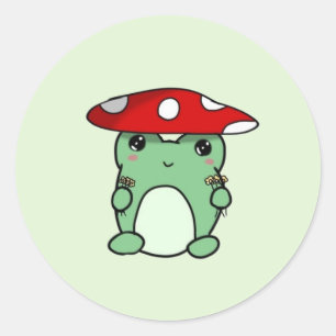 Mushroom Froggy Stickers Runt Klistermärke