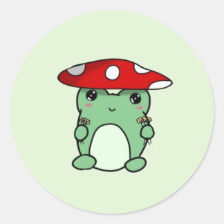 Mushroom Froggy Stickers Runt Klistermärke