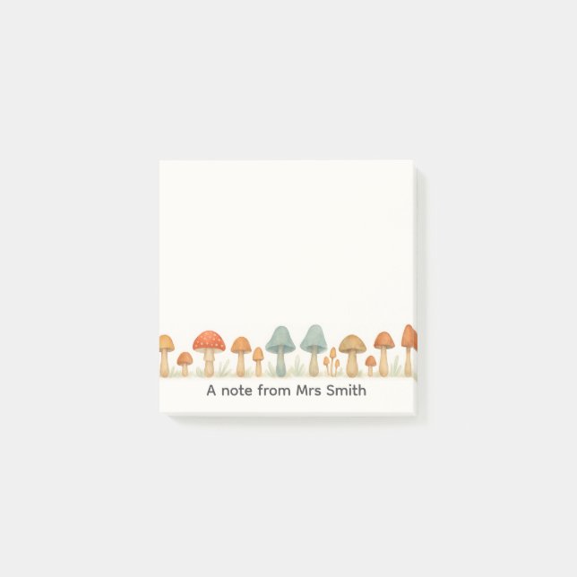 Mushroom Fungi A Note from Teacher Post-it Block (Framsida)