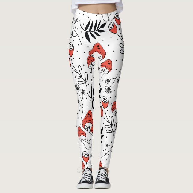 Mushroom Fungi: Nature Line Art Leggings (Framsida)