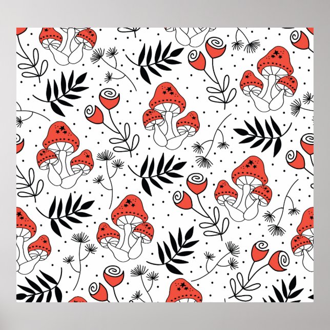 Mushroom Fungi: Nature Line Art Poster (Framsidan)