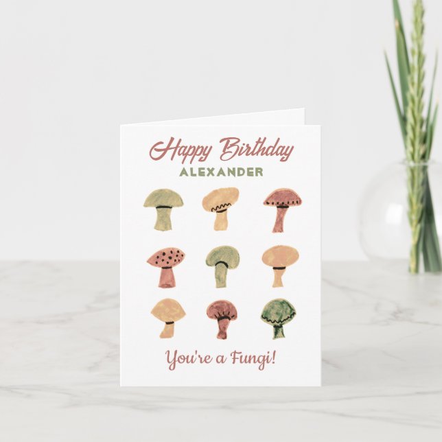 Mushroom Funny Birthday Card Personlig Fungi Kort (Framsida)