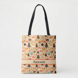 Mushroom Garden Cream Tote Bag Tygkasse
