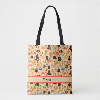 Mushroom Garden Cream Tote Bag Tygkasse