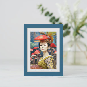Mushroom Geisha Surreal Fantasy Art Vykort