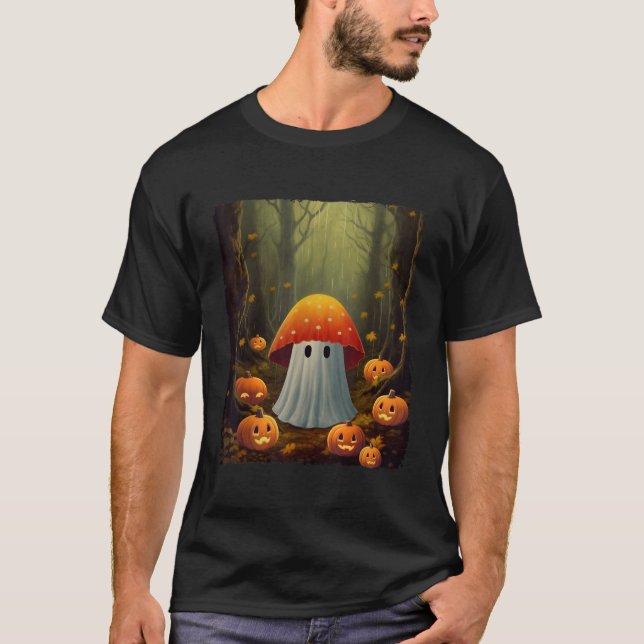Mushroom Ghost i Forest Gothic Halloween Wome T Shirt (Framsida)