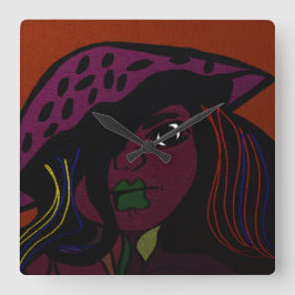 Mushroom Girl Fyrkantig Klocka