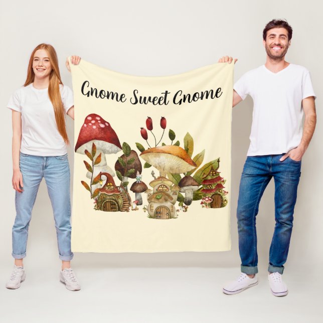 Mushroom Gnome Enchantment Fleecefilt (På plats)