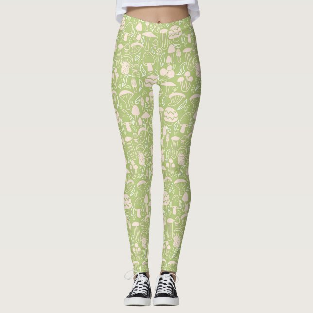 Mushroom Grönt Cream Leggings (Framsida)