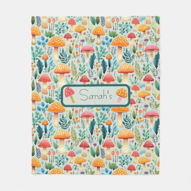 Mushroom grönt-trädgård fleecefilt (Framsidan)