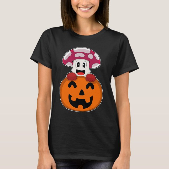 Mushroom Halloween Pumpkin T Shirt (Framsida)