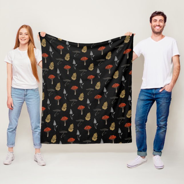 Mushroom Harvest Blanket - Ull Black Fleecefilt (På plats)