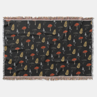 Mushroom Harvest Throw Blanket - Black Filt