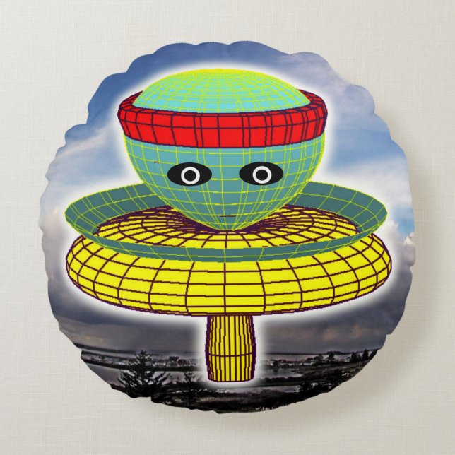 Mushroom Head Rund Kudde (Framsidan)