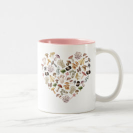 Mushroom Heart Mugg, Gift for Mushroom Enthusiast Två-Tonad Mugg