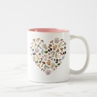 Mushroom Heart Mugg, Gift for Mushroom Enthusiast Två-Tonad Mugg