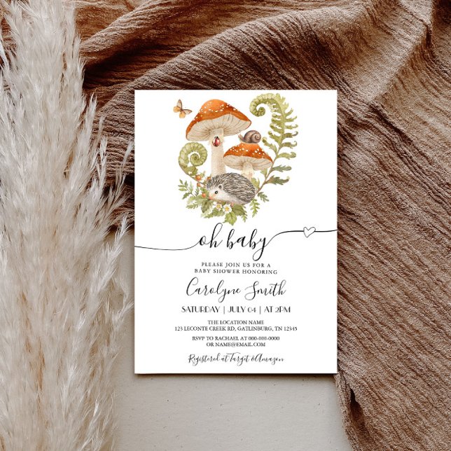 Mushroom Hedgehog Ladybeta Baby Shower-inbjudan Inbjudningar (Skapare uppladdad)