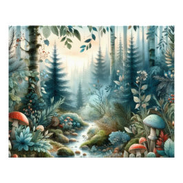 Mushroom Hollow Nature Forest Bäck Fototryck