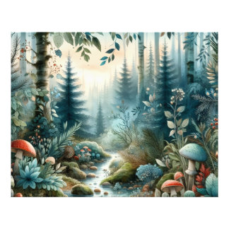 Mushroom Hollow Nature Forest Bäck Fototryck