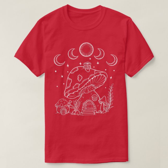 Mushroom House Fairy Fantasy Toadstool Cute Shroom T Shirt (Design framsida)