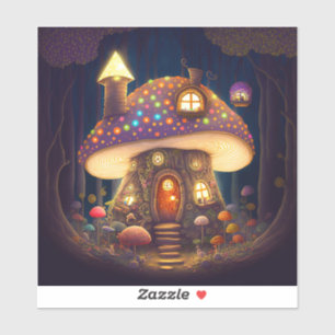 Mushroom House Fantasy Art Klistermärken