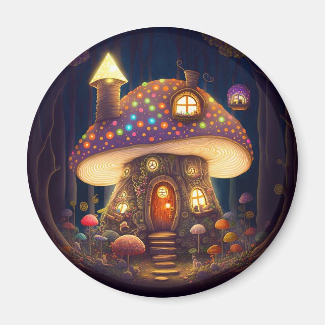 Mushroom House Fantasy Art Magnet (Framsidan)