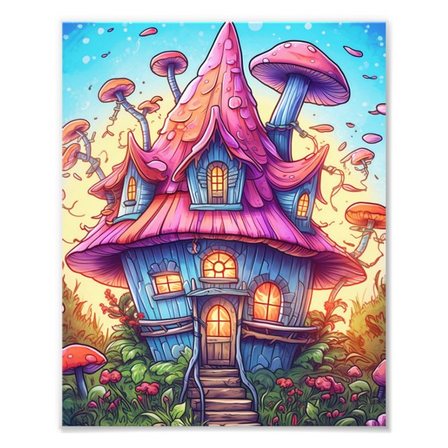 Mushroom House Fantasy Art Poster (Framsidan)