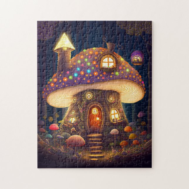 Mushroom House Fantasy Art Pussel (Vertikal)