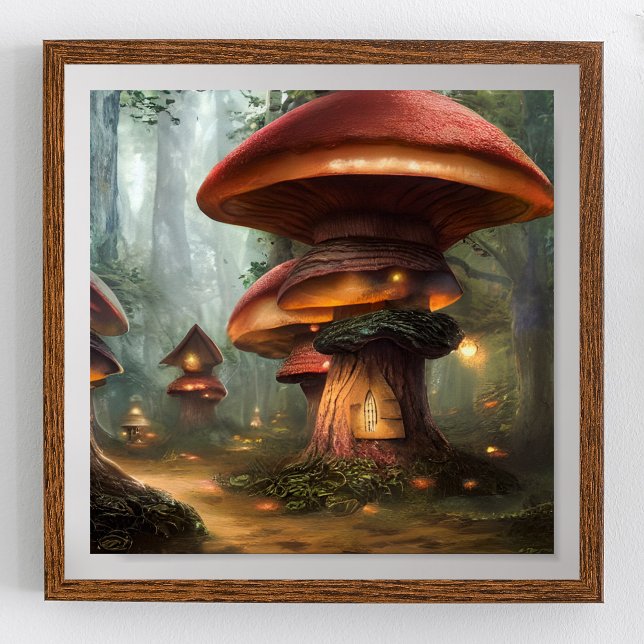 Mushroom House Forest Fantasy Art Poster (Skapare uppladdad)
