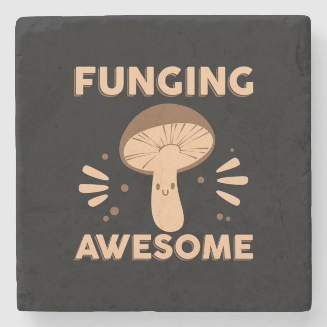 Mushroom Hunter Funginf Fantastisk Stenunderlägg (Framsidan)