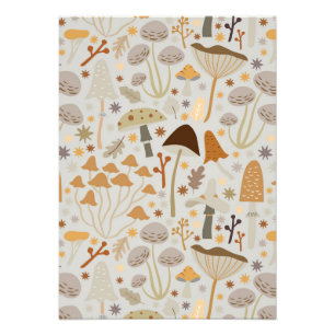 Mushroom Hunter Mid Century Mushroom Fototryck