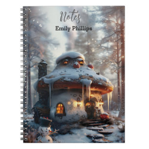 Mushroom-huset i snö anteckningsbok
