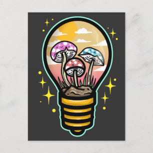 Mushroom in a Light Bulb Vykort
