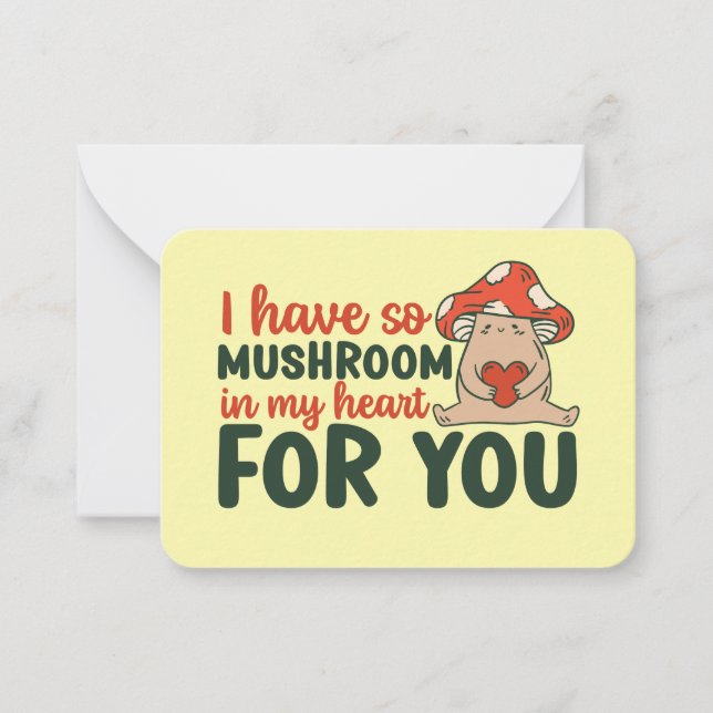 Mushroom in my Heart Funny Pun Cute Valentines day Anteckningskort (Framsida)