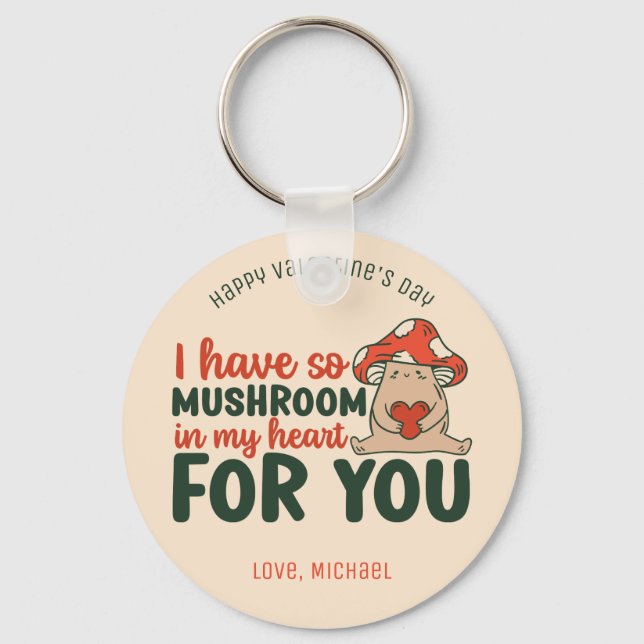 Mushroom in my Heart Funny Pun Cute Valentines day Nyckelring (Framsida)