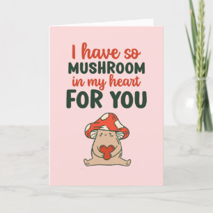 Mushroom in my Heart Kawaii Funny Valentine Day Helgkort