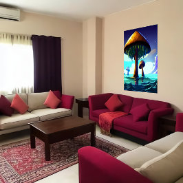 Mushroom in sea | AI Art Poster