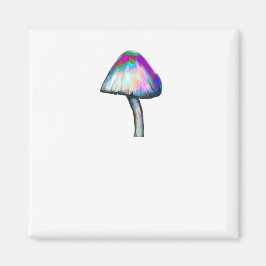 Mushroom in white Trippy Psychedelic Färg Magnet