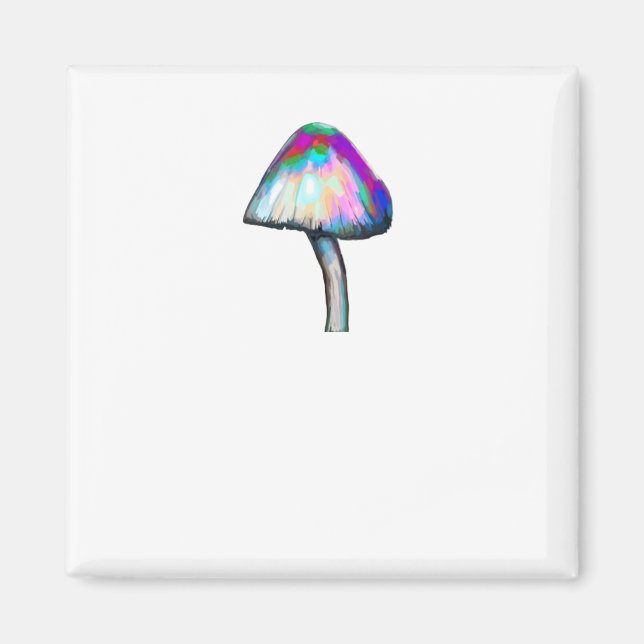 Mushroom in white Trippy Psychedelic Färg Magnet (Framsidan)