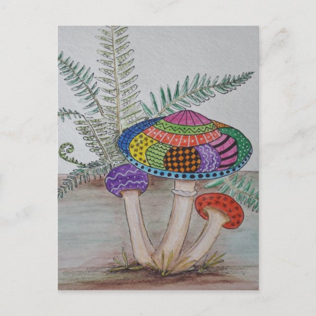 Mushroom-jakt. Vykort (Framsida)