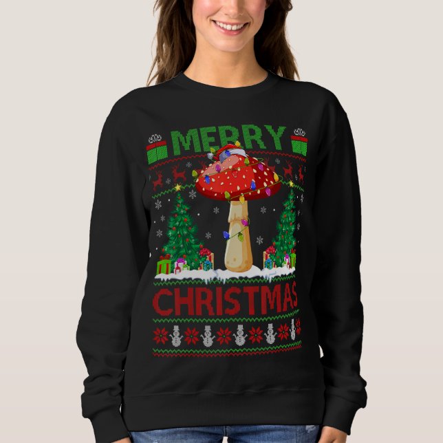 Mushroom Julafton Träd Ugly Santa Mushroom jul T Shirt (Framsida)