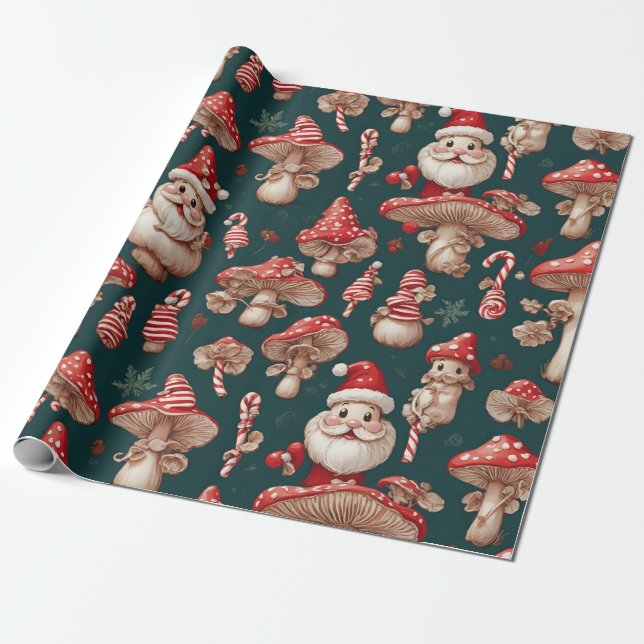 Mushroom-jultomten Presentpapper (Utrullad)