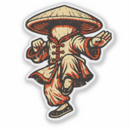 Mushroom Kung Fu Master — Vintage Retro Martial  Klistermärken