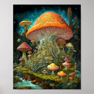 Mushroom liggande Surreal Fantasy Art Poster